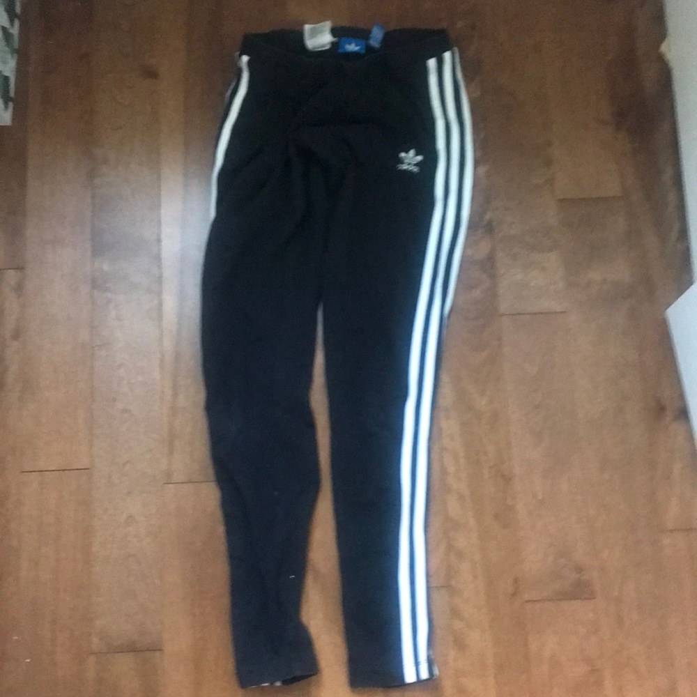 Adidas white stripped leggings